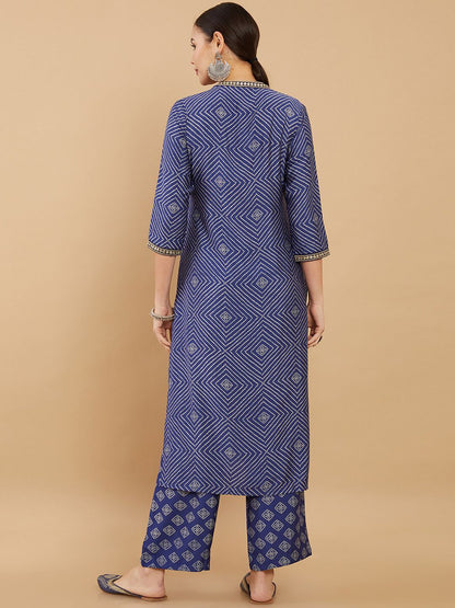 Dhiyona SO Women's Women Blue Printed Kurta with Palazzos