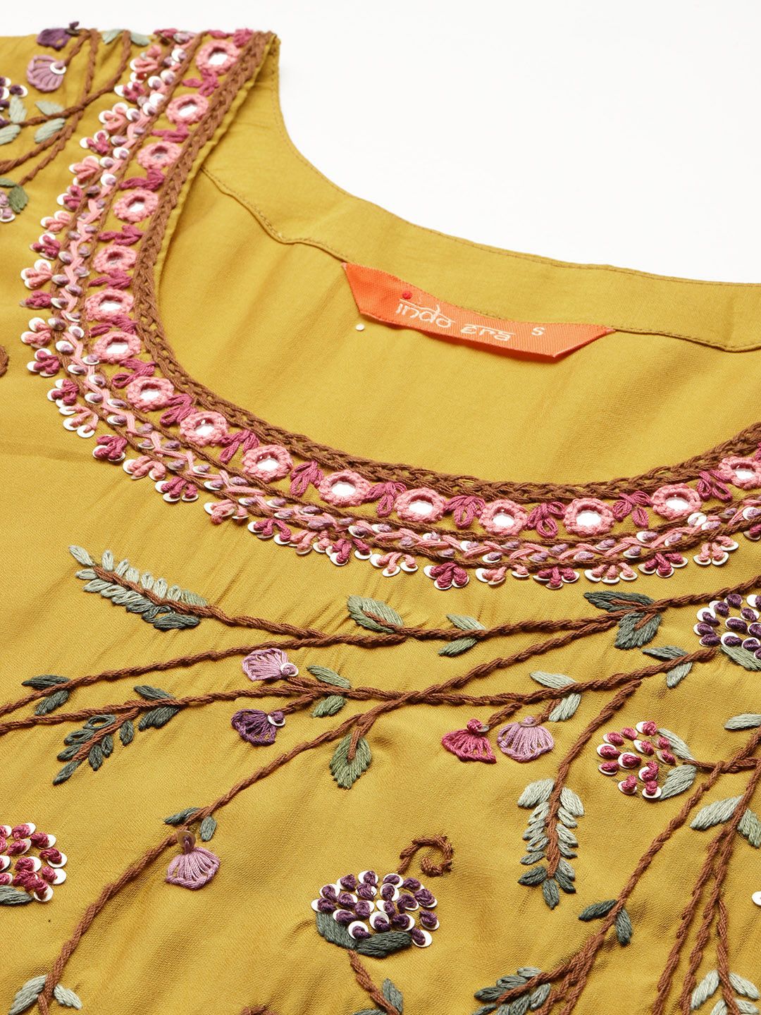 Floral Embroidered Thread Work Kurta with Trousers & With Dupatta