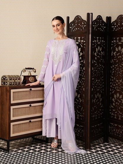 Dhiyona PD Women Paisley Yoke Design Thread Work Jashn Kurta with Sharara & Dupatta