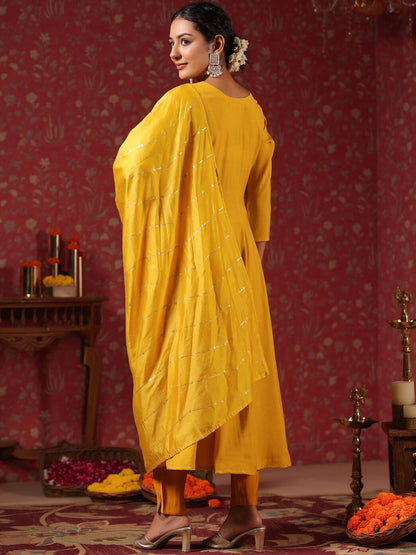 Dhiyona IS Women's Ethnic Motifs Embroidered Anarkali Kurta & Trousers With Dupatta