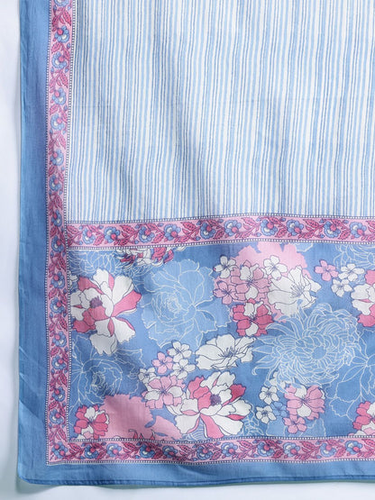 Dhiyona IE Floral Printed Pure Cotton Kurta With Trousers & Dupatta