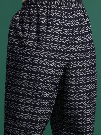 Plus Size Floral Printed Pure Cotton Kurta with Trousers & With Dupatta