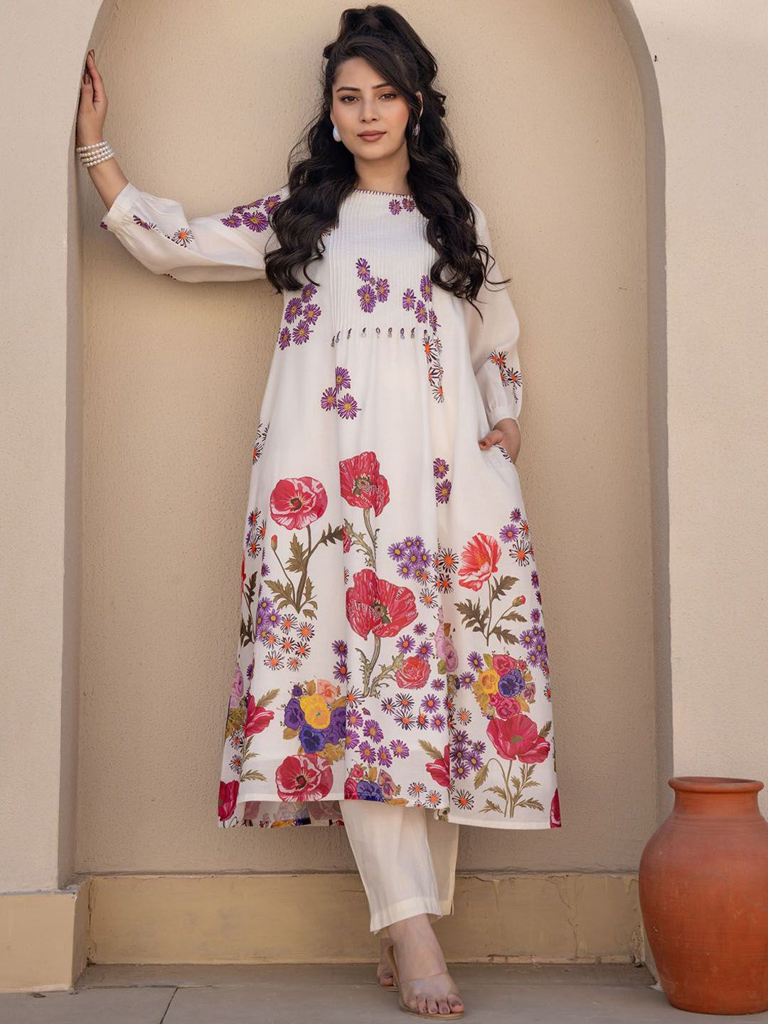 Dhiyona IE Printed A-Line Tunic & Trousers Co-Ord Set