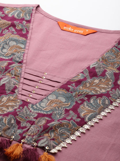 Dhiyona IE Floral Print Pure Cotton Kurta with Trousers & Dupatta