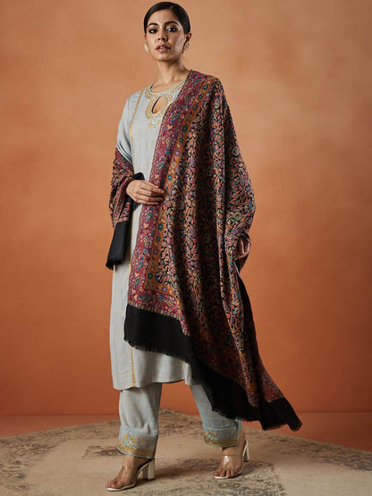 Dhiyona PA Floral Woven Design Fringed Shawl