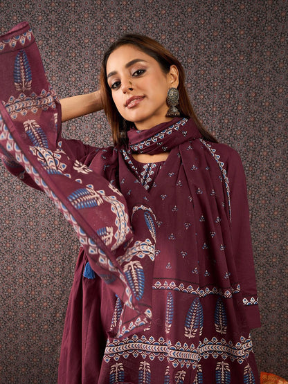 Women Ethnic Motifs Printed Pure Cotton Kurta with Trousers & Dupatta