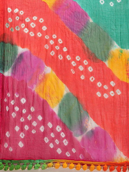 Dhiyona VA Women's Mustard Yellow Floral Embroidered Empire Thread Work Kurta with Trousers & With Dupatta