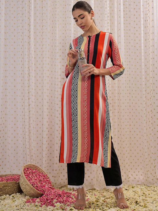 Dhiyona IE Striped Straight Kurta