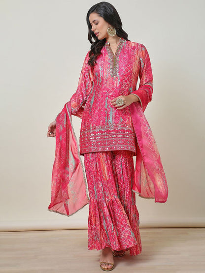Dhiyona SO Women's Brasso Suit Set With Mirror Work
