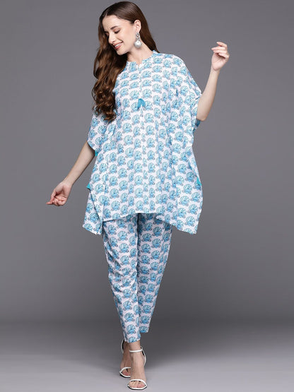 Dhiyona IE Women Printed Pure Cotton Tunic with Trousers