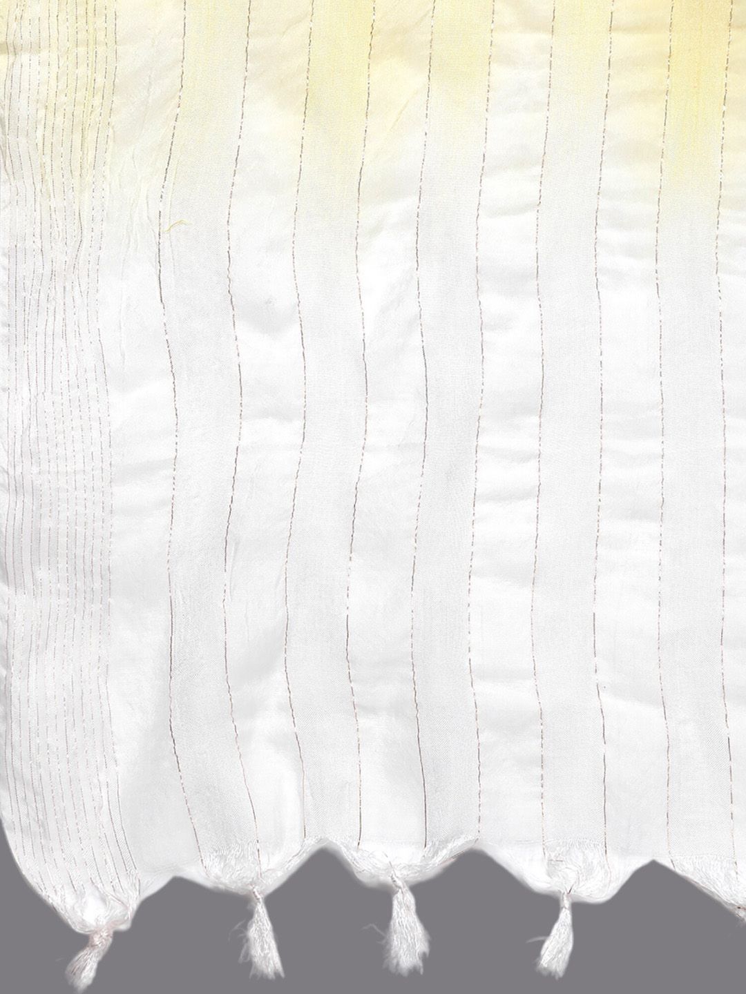 Yellow Floral Embroidered Thread Work Straight Kurta With Trousers & Dupatta