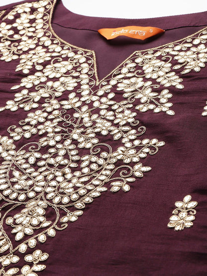 Dhiyona IE Ethnic Motifs Embroidered Gotta Patti Kurta with Trousers & With Dupatta