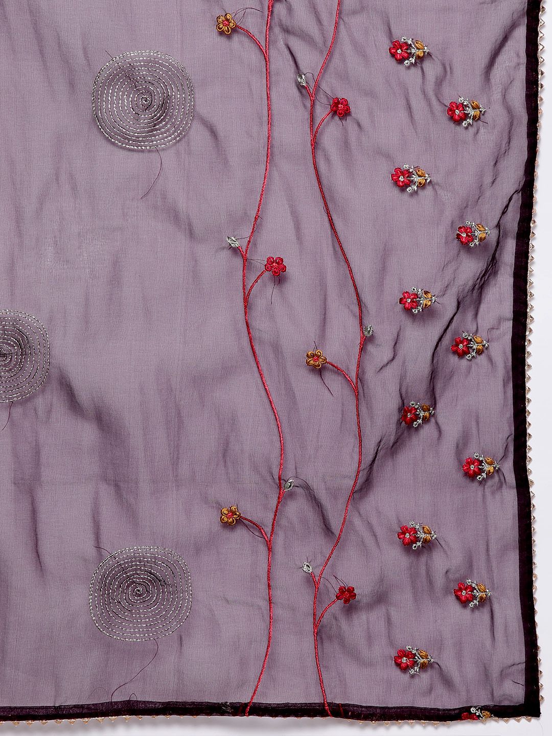 Dhiyona IE Plus Size Floral Embroidered Regular Kurta with Trousers & With Dupatta