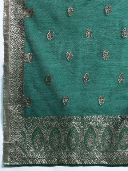 Dhiyona IE Ethnic Motifs Woven Design Zari Kurta With Trousers & Dupatta