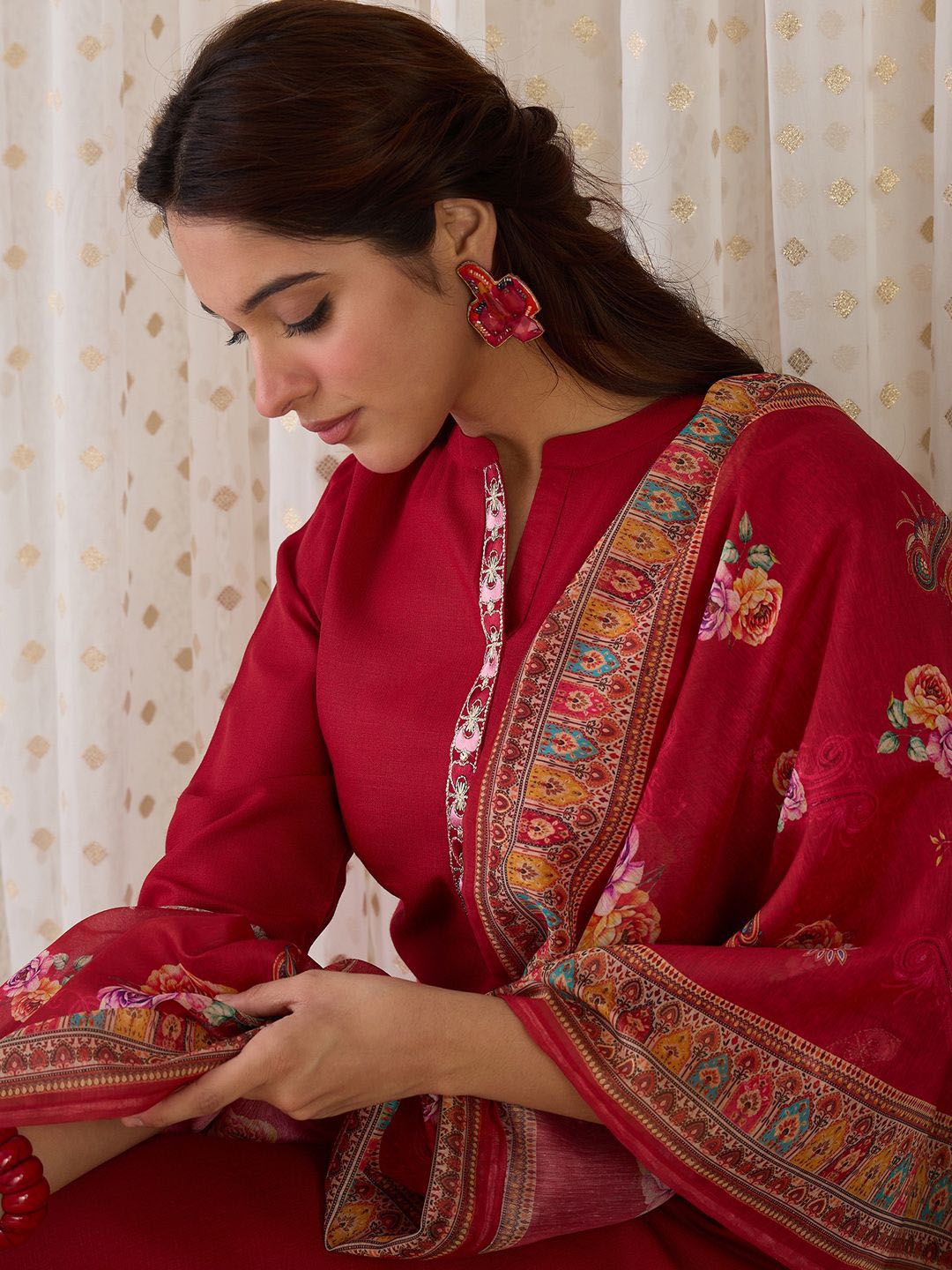Dhiyona IE Straight Kurta With Trouser & Dupatta