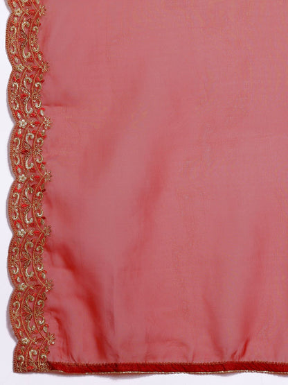 Dhiyona IE Women Floral Embroidered Regular Sequinned Liva Kurta with Trousers & With Dupatta