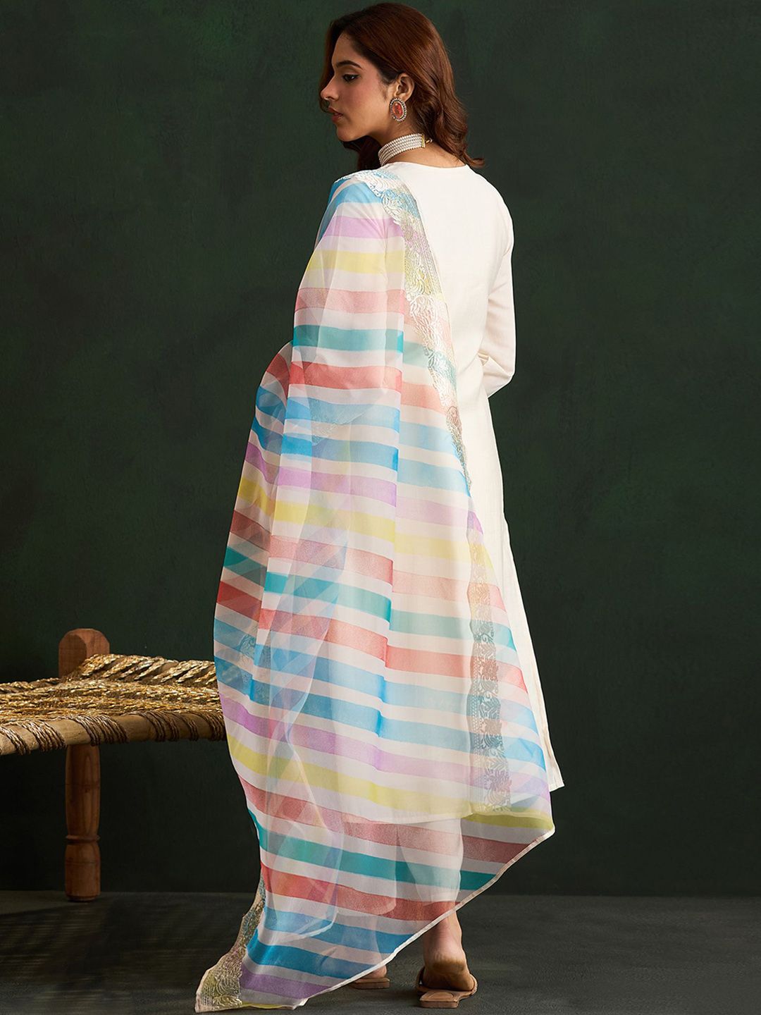 Women Ethnic Motifs Embroidered Regular Pure Cotton Kurta with Trousers & With Dupatta