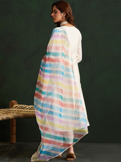 Women Ethnic Motifs Embroidered Regular Pure Cotton Kurta with Trousers & With Dupatta