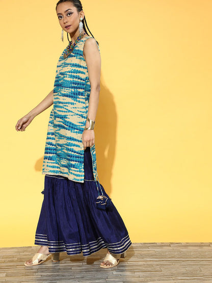 Ombre Cotton Blend Short Kurti with Sharara