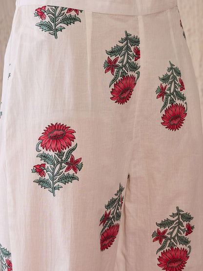 Dhiyona IE Women Ethnic Motifs Printed Regular Pure Cotton Kurta with Trousers