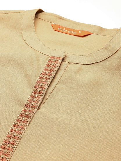 Yoke Design Thread Work Kurta With Trousers & Dupatta
