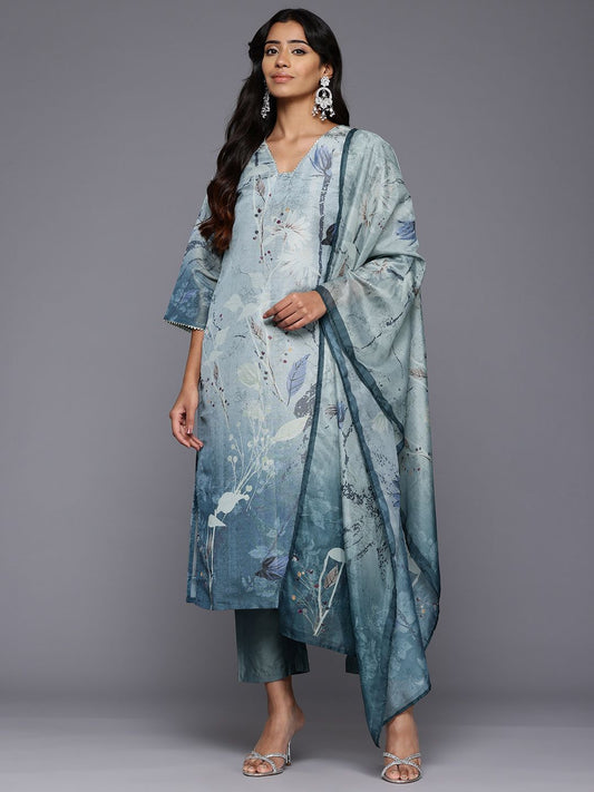 Dhiyona VA Women'sFloral Printed Regular Gotta Patti Kurta With Trousers & Dupatta