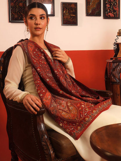 Dhiyona PA Mahnoor Pure Wool Paisley Embroidered Shawl