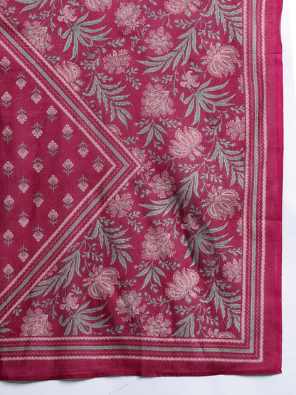 Dhiyona IE Women Floral Printed Regular Pure Cotton Kurta with Salwar & With Dupatta