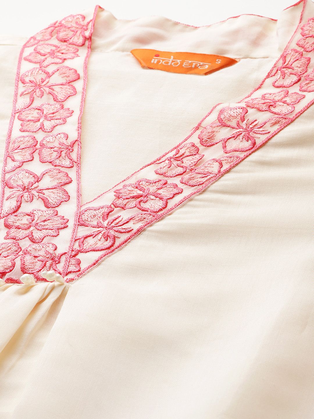 Floral Embroidered Pleated Thread Work Kurta with Trousers & With Dupatta