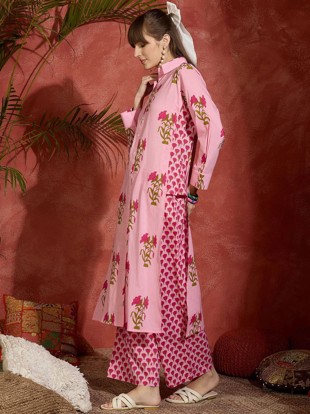 Dhiyona IE Indo era Printed Pure Cotton Straight Tunic & Trousers Co-Ord Set