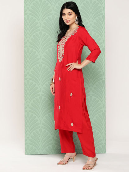 Dhiyona VA Women's Floral Yoke Design Regular Kurta with Trousers & With Dupatta