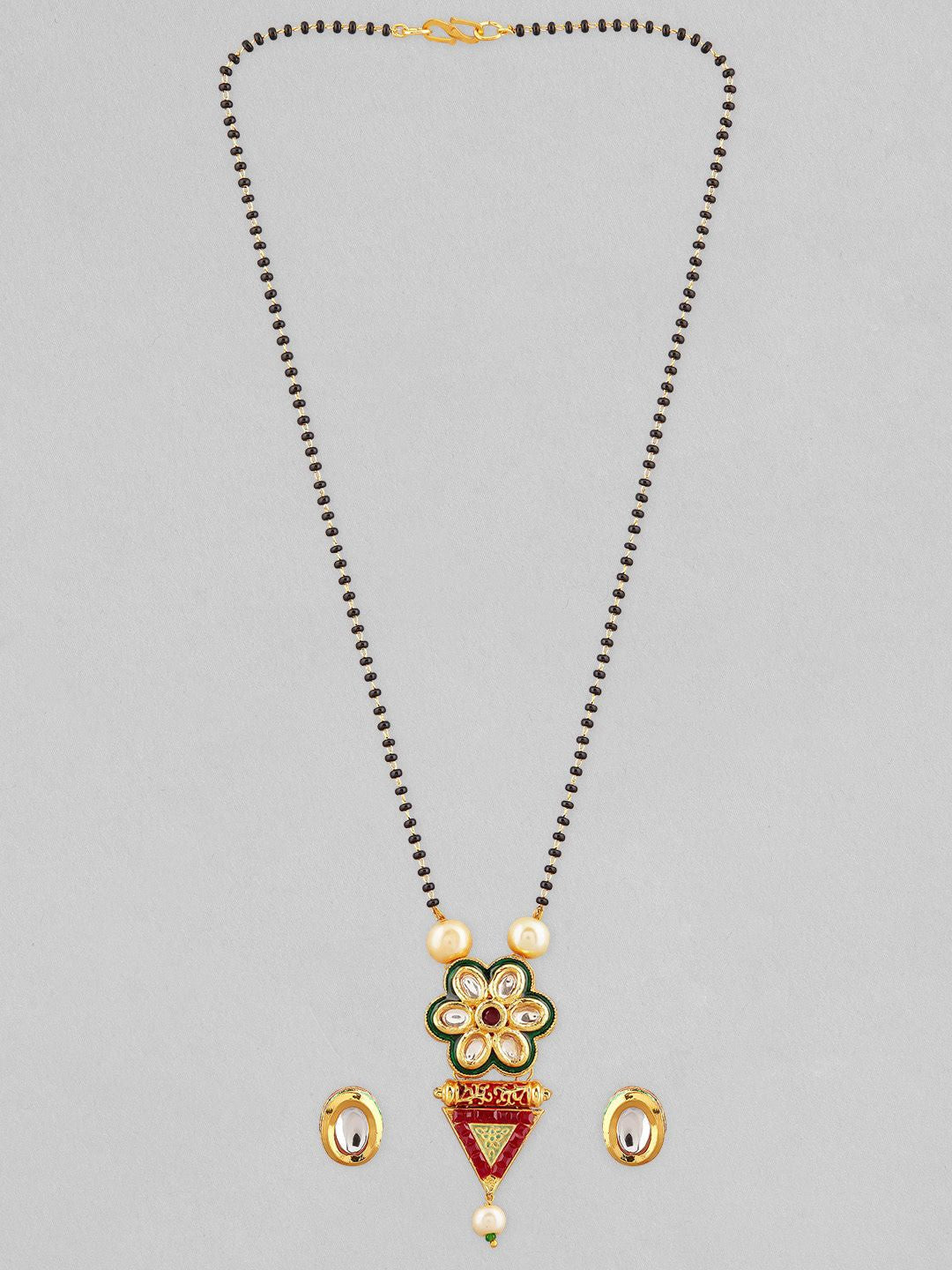 Dhiyona RJ Women's Enamelled Gold-Toned Stone-Studded Mangalsutra Set