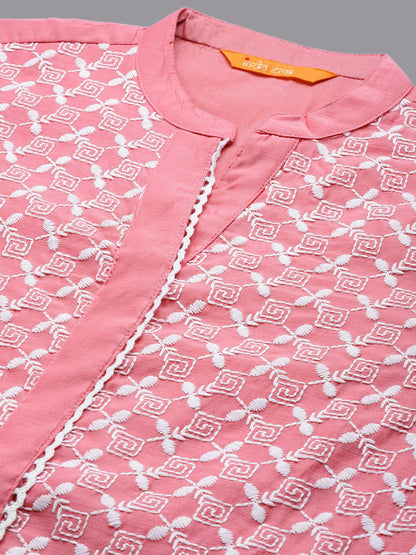 Ethnic Motifs Embroidered Straight Kurta With Palazzos