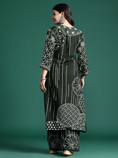 Dhiyona IE Printed Beads & Stones Kurta with Trousers