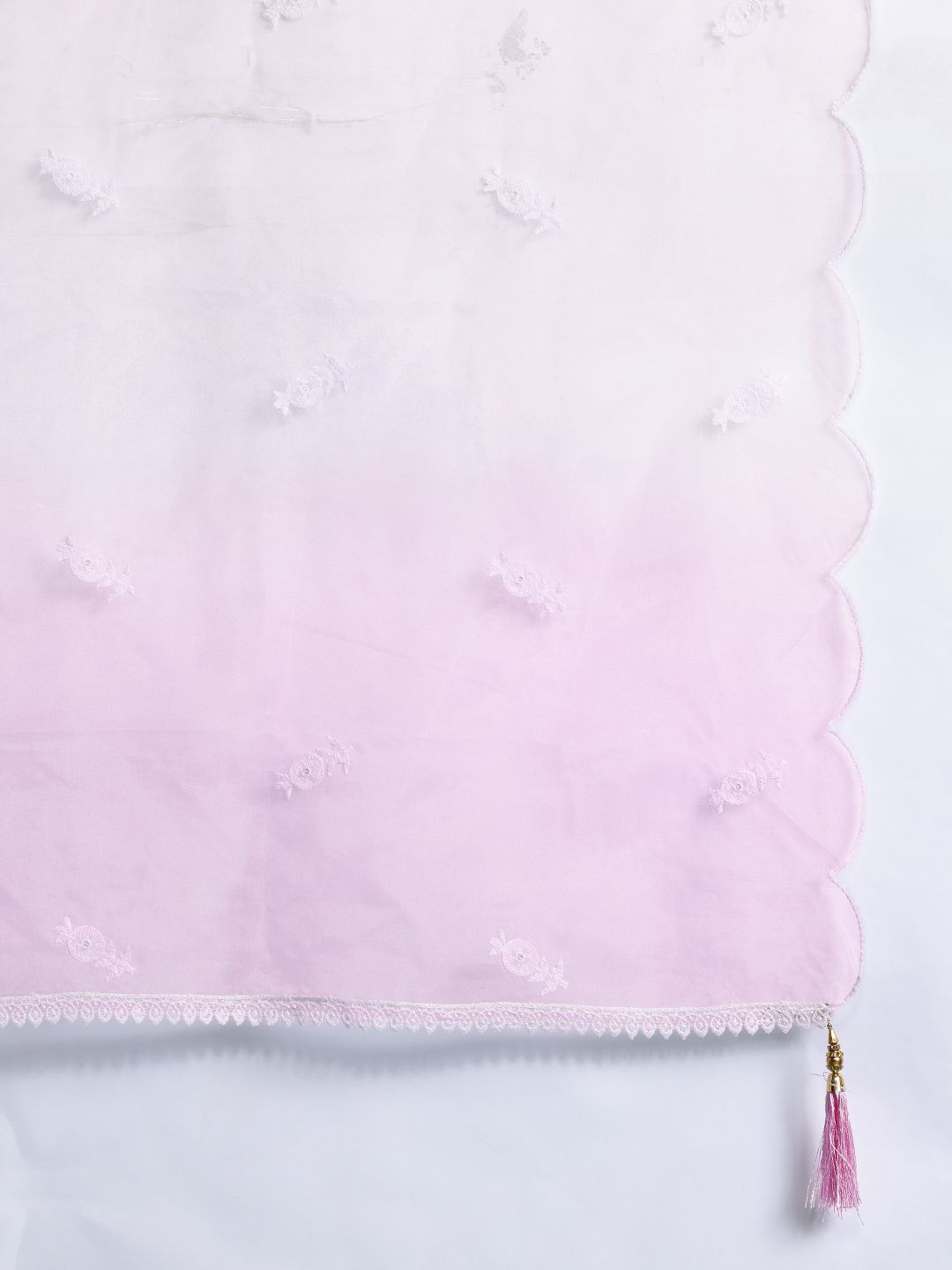 Floral Embroidered Sequinned Kurta with Trousers & Dupatta