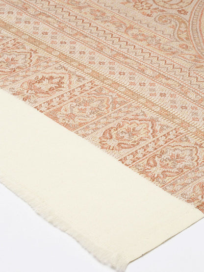 Dhiyona PA Women Off- White Woven Design Wool Jamawar Shawl