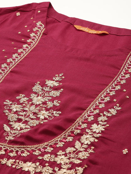 Dhiyona IE Ethnic Motifs Embroidered Thread Work Kurta With Trousers & Dupatta