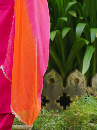 Women Ethnic Motifs Embroidered Regular Kurta with Trousers & With Dupatta