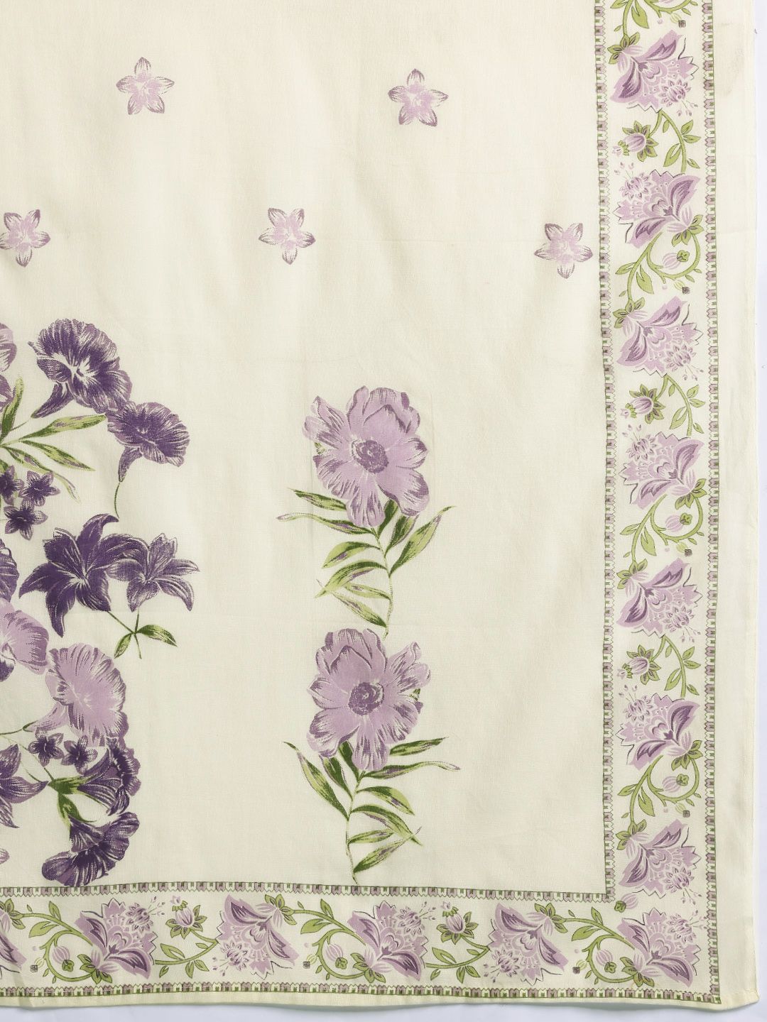 Floral Printed Beads & Stones Pure Cotton Kurta With Trousers & Dupatta