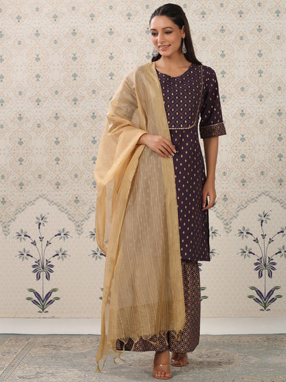 Dhiyona OD  Ethnic Motifs Printed Regular Gotta Patti Pure Cotton Kurta with