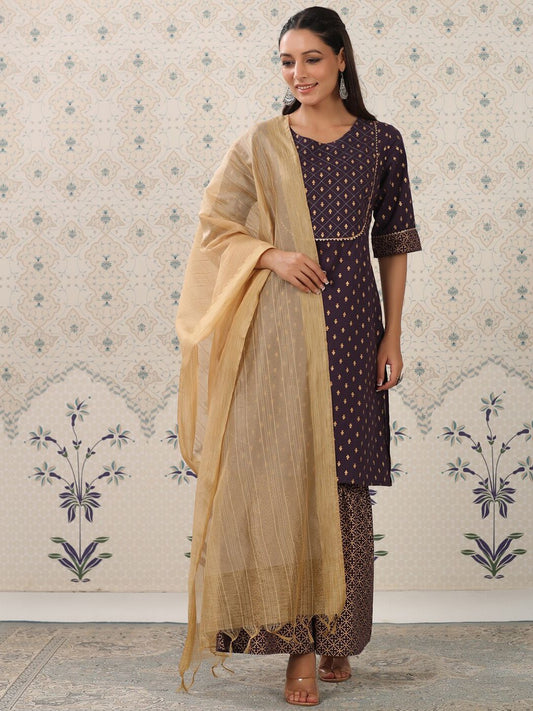 Dhiyona OD  Ethnic Motifs Printed Regular Gotta Patti Pure Cotton Kurta with