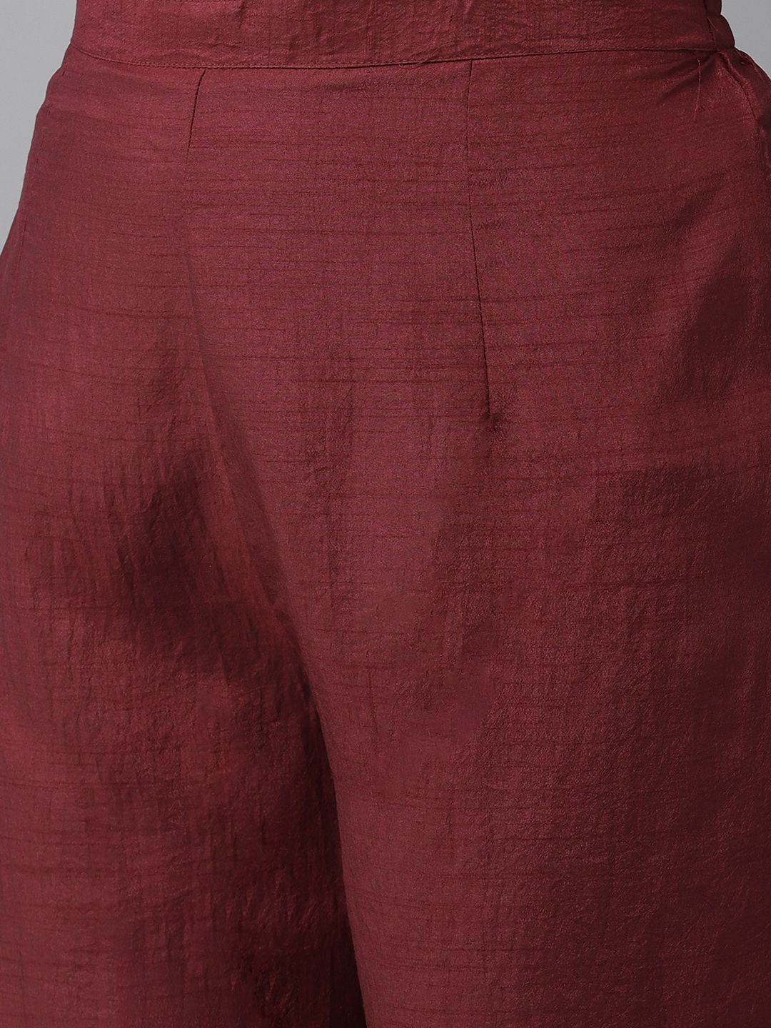 Dhiyona IE Maroon & Gold Yoke Design Gotta Patti Straight Kurta with Trousers & With Dupatta