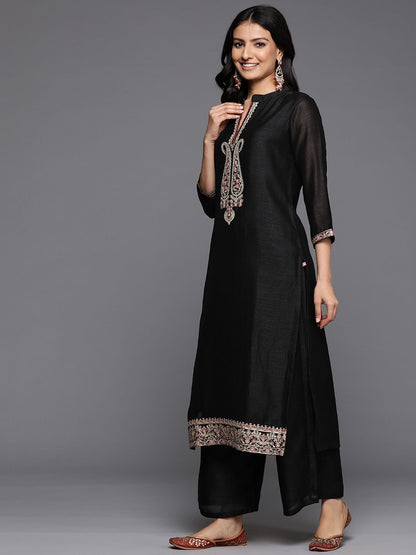 Dhiyona VA Women's Ethnic Motifs Embroidered Regular Kurta with Palazzos & With Dupatta
