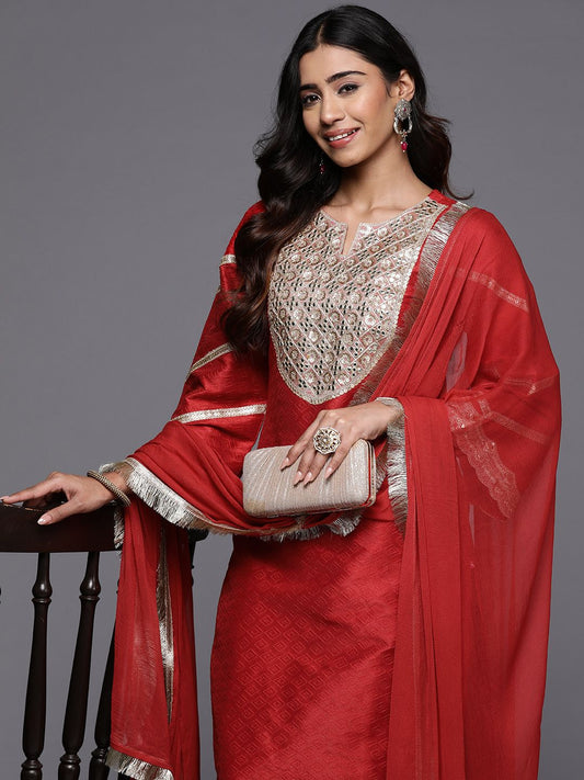 Dhiyona VA Women'sRegular Sequinned Kurta with Trousers & Dupatta