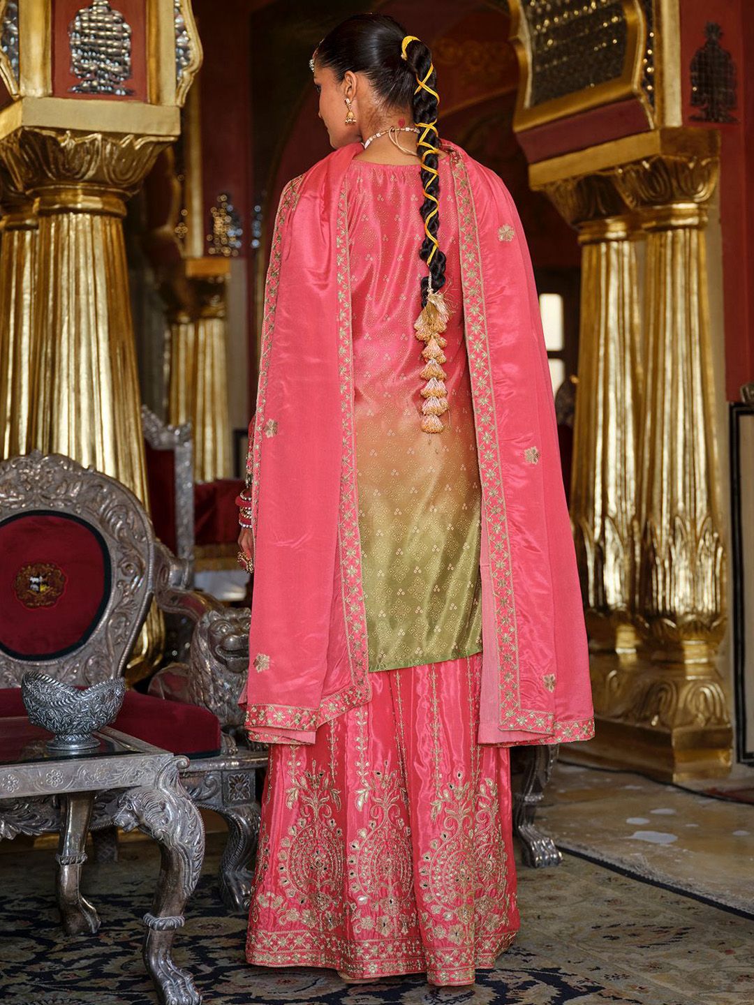 Women Ethnic Motifs Embroidered Regular Mirror Work Kurta with Palazzos & Dupatta