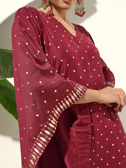 Dhiyona IS Women's Women Printed V-Neck Regular Kurta with Trousers