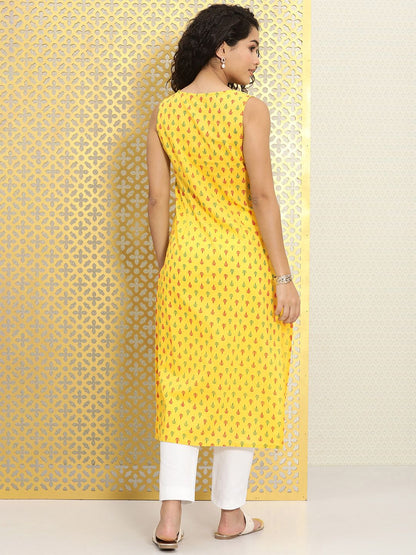 Dhiyona OD  Women Yellow Ethnic Motifs Printed Rozana Straight Kurta