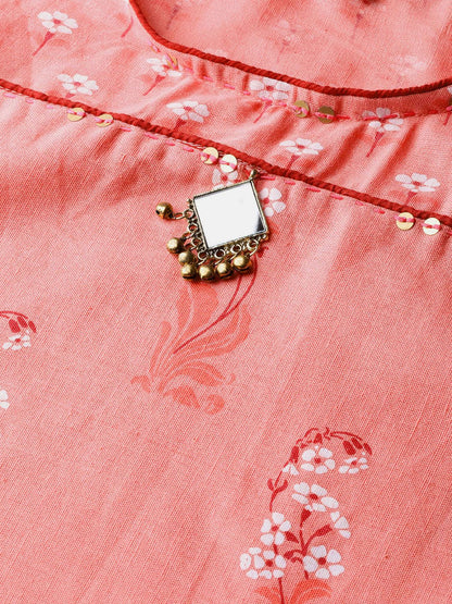 Dhiyona IS Women's Women Pink & Off-White Block Print Kurta with Palazzos