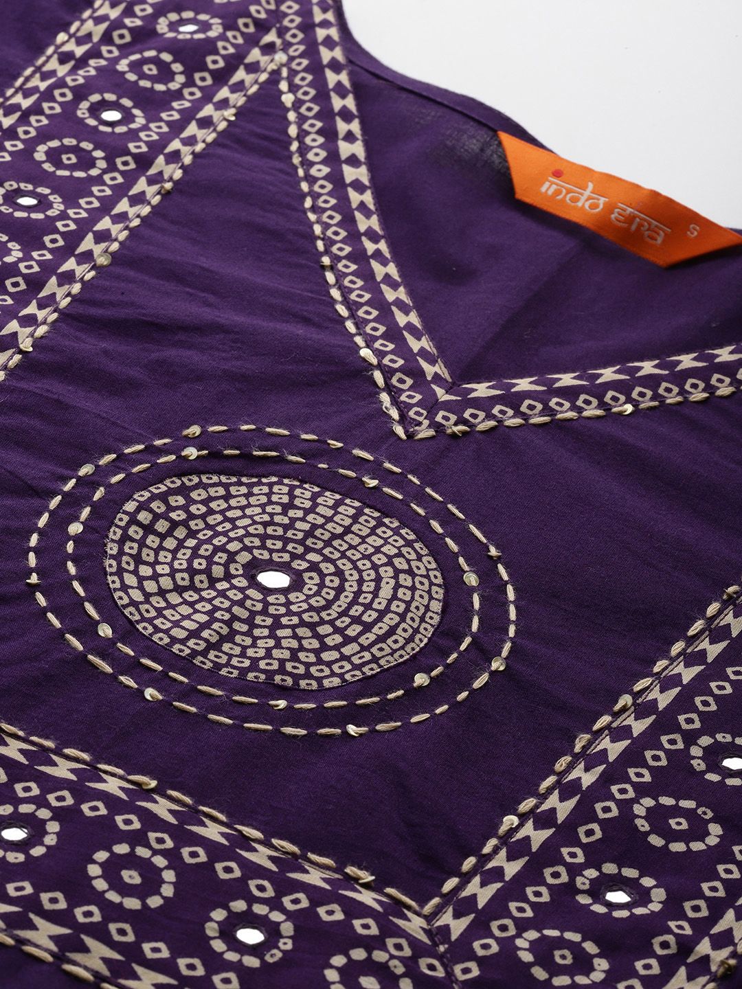 Dhiyona IE Bandhani Printed Mirror Work Pure Cotton Kurta with Trousers & With Dupatta