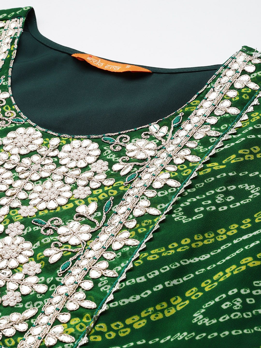 Dhiyona IE Bandhani Printed Gotta Patti Georgette Kurta